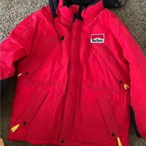 Marlboro Red Puffer Jacket High Collar Insulated